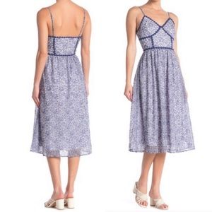NSR Blue White Bustier Lace Midi Dress